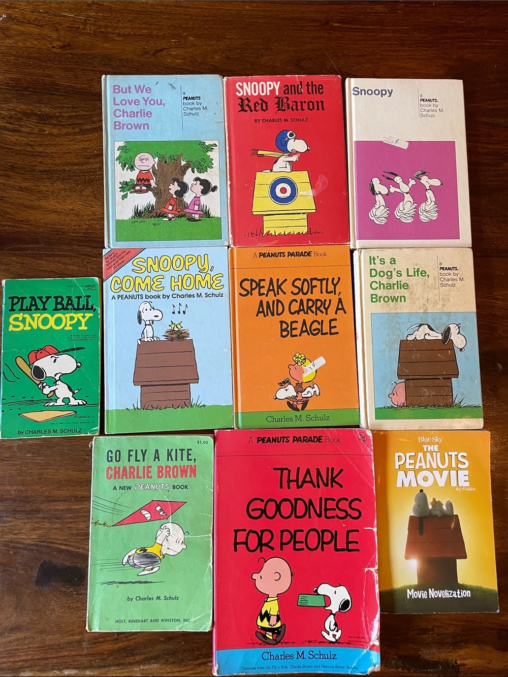10 Mixed Lot Snoopy + Charlie Brown Books by Charles Schultz - vintage & newer